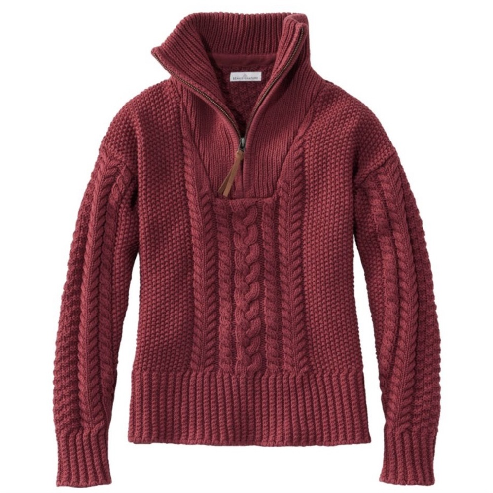EUC L.L. Bean Signature Quarter Zip Fisherman’s Sweater - Sz Small